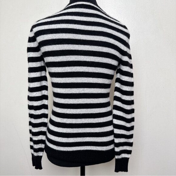 Lord And Taylor Womens Small Cashmere Black and White Striped Sweater - Picture 2 of 10